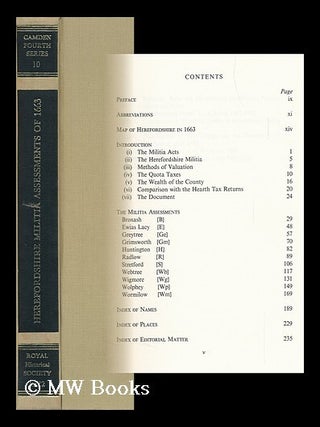 Item #127256 Herefordshire Militia Assessments of 1663 / Edited for the Royal Historical Society...