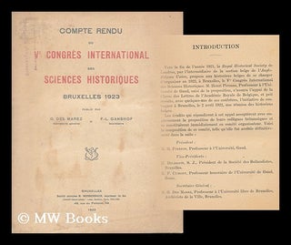 Item #140507 Compte Rendu Du Ve Congres International Des Sciences Historiques, Bruxelles, 1923 /...