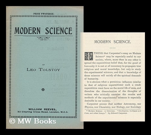 Item #144605 Modern Science / Leo Tolstoy. Leo Tolstoy, Graf.