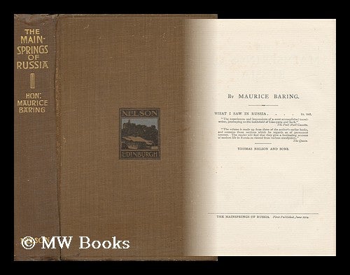 Item #153100 The Mainsprings of Russia / by Maurice Baring. Maurice Baring.