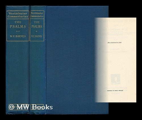 Item #153380 The Psalms. with Introduction and Notes by W. E. Barnes - [Complete in 2 Volumes]. William Emery Barnes.