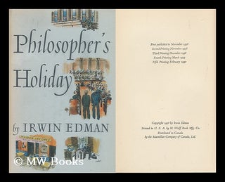 Item #157928 Philosopher's Holiday. Irwin Edman, 1896