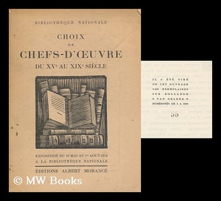 Item #165443 Choix De Chefs-D'oeuvre Du Xve Au XIX Siecle. Exposition Du 19 Mai Au 1er Aout 1924...