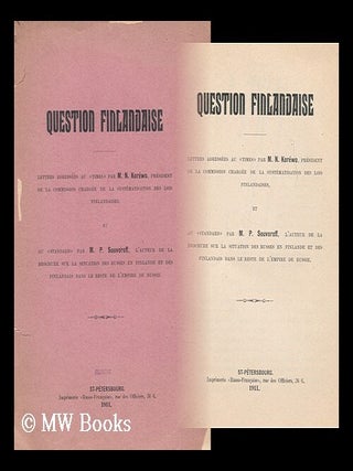 Question Finlandaise : Lettres Addressees au [times] par M. N. Korewo, president de la commission. M. N. Souvoroff Korewo, M.