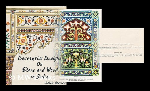 Item #175604 Decorative designs on stone and wood in India / Enakshi Bhavnani ; line drawings from original sources by Percy B. Bhathenna. Enakshi Bhavnani.