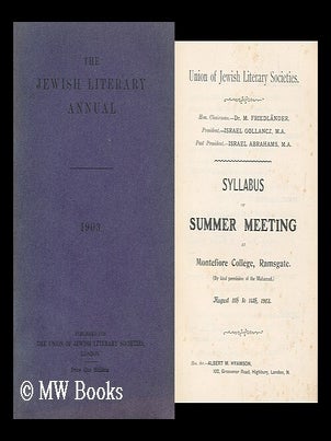 Item #183288 The Jewish Literary Annual. Union of Jewish Literary Societies