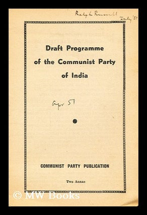 Item #184747 Draft programme of the Communist Party of India. Communist Party of India