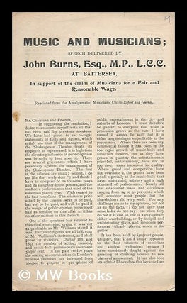 Item #190636 Music and musicians speech delivered at Battersea : in support of the claim of...