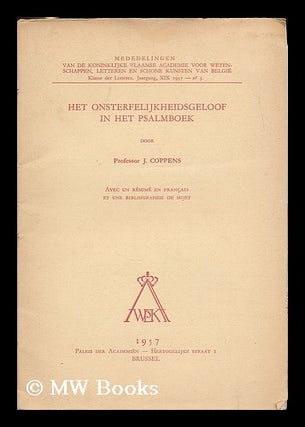 Item #192006 Het onsterfelijkheidsgeloof in het Psalmboek. Joseph Coppens, b. 1896