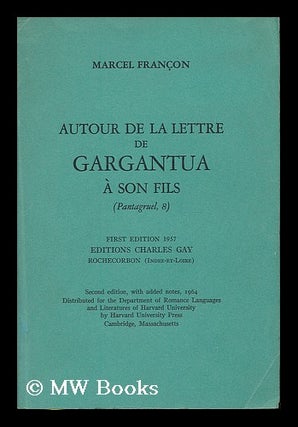 Item #192738 Autour de la lettre de Gargantua a son fils (Pantagruel, 8). Michel Francon