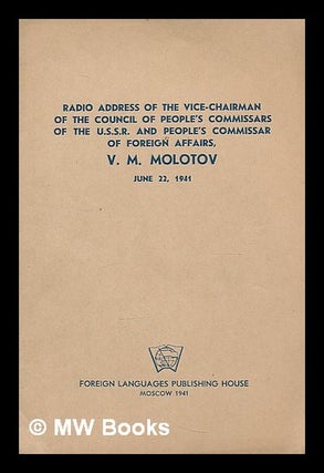 Item #208366 Radio address of the Vice-Chairman of the Council of People's Commissars of the...