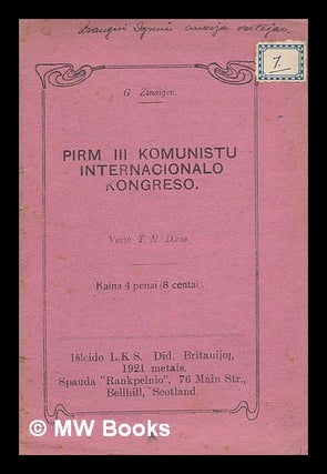 Item #217997 Pirm III Komunisto Internacionalo Kongreso [Language: Lithuanian]. G. Zinovjev