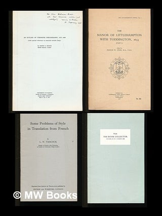 Item #219512 Bibliography and book history [a collection of offprints and articles, published...
