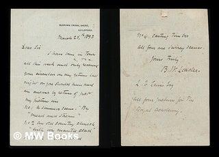 Item #219760 Benjamin Williams Leader : autograph letter signed, March 25th 1893. Benjamin Leader...