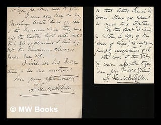 Item #219926 Florence Fenwick Miller : 2 manuscript letters signed. Florence Fenwick Miller,...