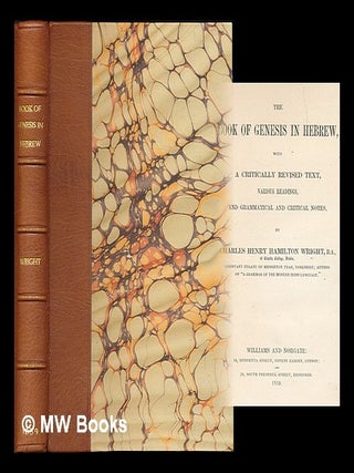Item #220069 The Book of Genesis in Hebrew : with a critically revised text, various readings,...