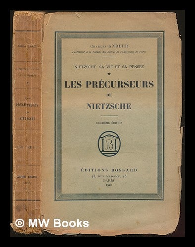 Item #229558 Les precurseurs de Nietzsche / Charles Andler. Charles Andler.