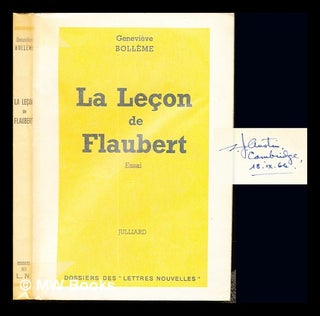 Item #237245 La leçon de Flaubert. Geneviève Bollème