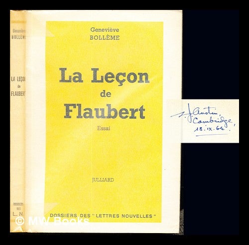 Item #237245 La leçon de Flaubert. Geneviève Bollème.