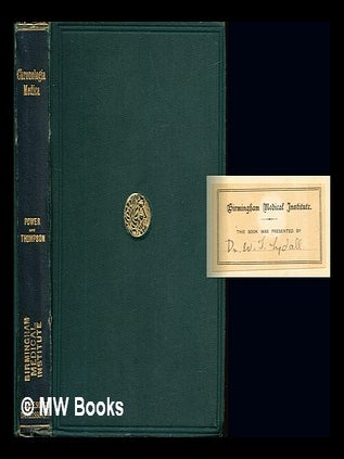 Item #237706 Chronologia medica : a handlist of persons, periods and events in the history of...