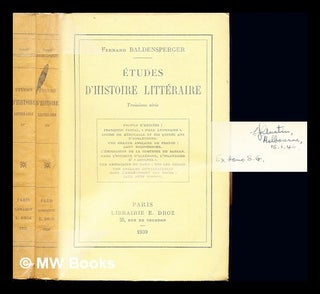 Item #242039 Etudes d'Histoire Littéraire. Troisième série and Quatrieme série. Fernand...