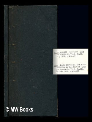 Item #243355 Two articles bound together: Socialism (The new Quarterly, Vol. X, No. XX, July...