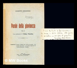 Item #244230 Parole della giovinezza: Vol. 1: con prefazione di Titta Madia. Giuseppe Abbadessa