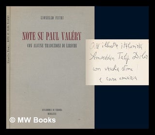 Item #247408 Note su Paul Valéry : con alcune traduzioni liriche. Lionello Fiumi