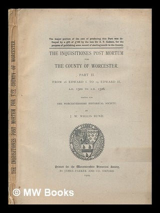 Item #249052 The Inquisitiones Post Mortem For The County of Worcester - Part 2 From 28 Edward I....