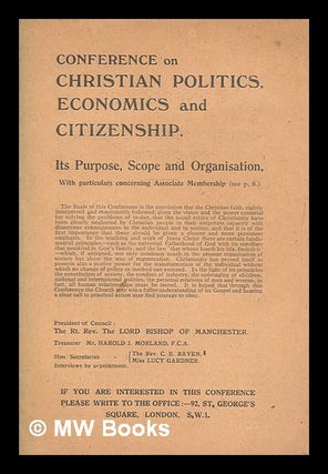 Item #257886 Conference on Christian politics, economics and citizenship. Multiple authors