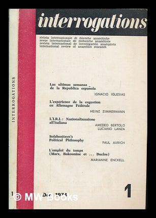 Item #258631 Interrogations : revue internationale de recherche anarchiste. Multiple authors