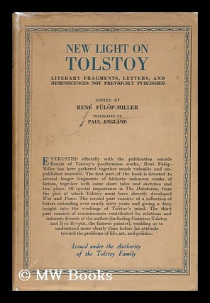 Item #26135 New Light on Tolstoy : Literary Fragments, Letters and Reminiscences Not Previously...