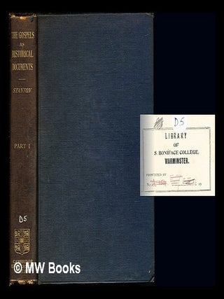 Item #267382 The Gospels as historical documents. Part I: the early use of the gospels / by...