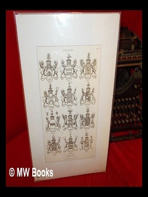 Item #271114 United Kingdom Heraldic Original 19th century Print: English Earls: 12 coats of...