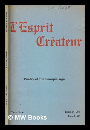 Item #275086 Poetry of the Baroque age. L'Esprit Créateur