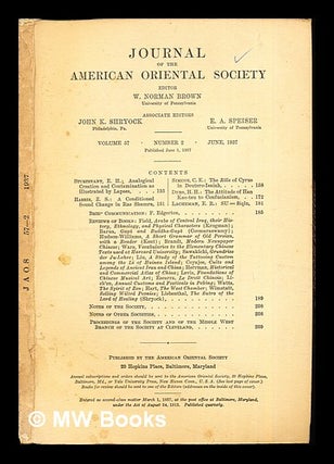Item #279904 Journal of the American Oriental Society: vol. 57: number 2: June, 1937. W. Norman ....