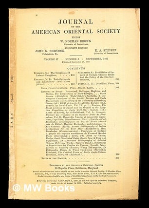 Item #279905 Journal of the American Oriental Society: vol. 57: number 3: September, 1937. W....