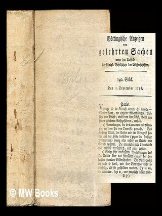 Item #280641 Göttingische Anzeigen von gelehrten Sachen: 14. Stueck. Den 1. September 1798 -...