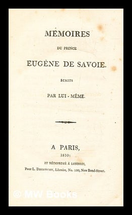 Item #281190 Mémoires du prince Eugène de Savoie. Charles Joseph prince de Ligne