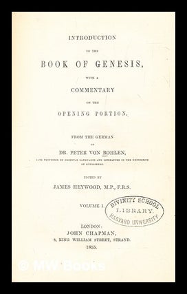 Item #282040 Introduction to the book of Genesis : with a commentary on the opening portion /...