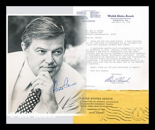 Item #286000 Signed, black & white studio photo of Frank Church, with signed letter. Frank Church