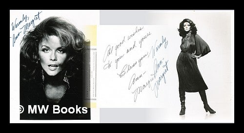 Item #286013 Signed, two black and white photos of Ann-Margret, with signed manuscript note. Ann-Margret Olsson, 1941-.