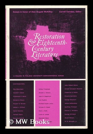 Item #28686 Restoration and Eighteenth-Century Literature : Essays in Honor of Alan Dugald...