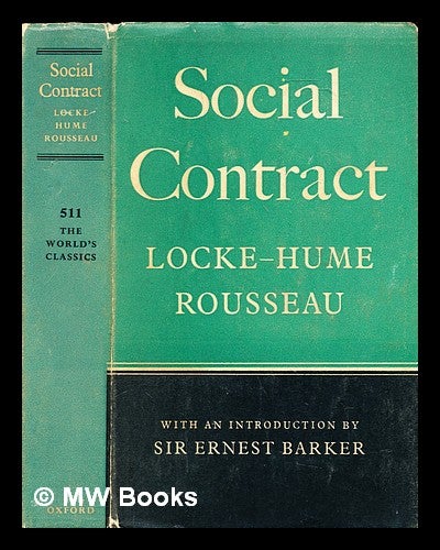 Social contract essays by Locke Hume and Rousseau with an introduction by Sir Ernest Barker by Ernest Sir Barker on MW Books Ltd