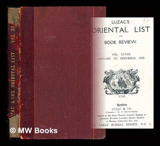 Item #297049 Luzac's Oriental List and Book Review: Quarterly: vol. XXXIII: January to December,...