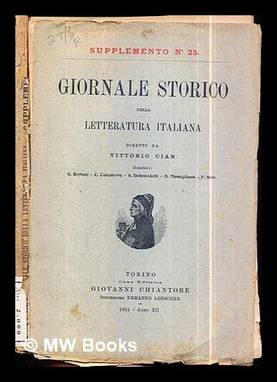 Item #300482 Giornale storico della letteratura italiana. Vittorio Cian