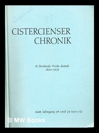 Item #304259 Werke des hl. Bernhard von Clairvaux deutsche Übersetzungen 1800-1979. Mechthild...
