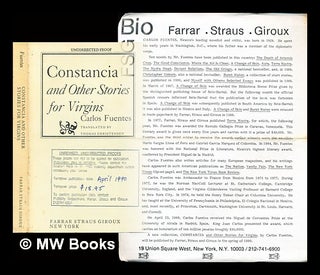 Item #310271 Constancia : and other stories for virgins / Carlos Fuentes ; translated by Thomas...