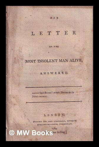 Item #319105 The letter to the most insolent man alive. Tartar.