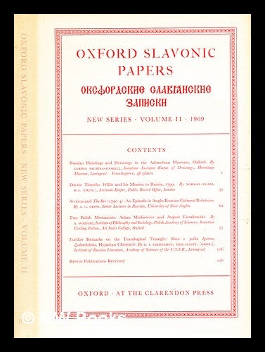 Item #337775 Oxford Slavonic Papers / [Volume II]. Robert Auty, J L. I. Fennell, J. S. G. Simmons.